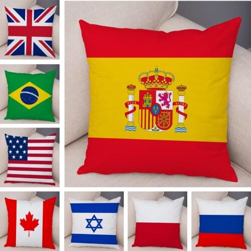 50 style National Flag Cushion Cover for Sofa Home Car Decor Geometric Print Pillowcase Super Soft Plush Pillow Case 45x45cm