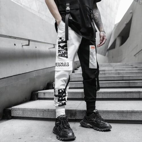 Hip hop punk jogger cargo pants men Different color Black and white Spring Summer