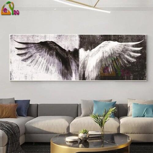 Black And White Angel Wings 5d Diy Diamond Painting Vintage Abstract Wings Art Pictures For Mosaic Cross Stitch Kit Home Decor