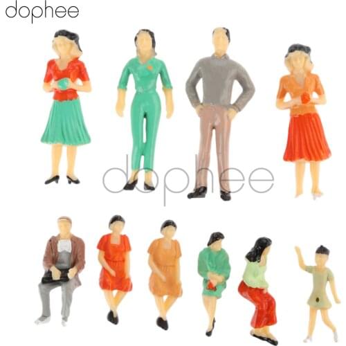 Dophee 10pcs Painted Model Train People Figures 1:25 1:30 1:50 miniature white Architectural