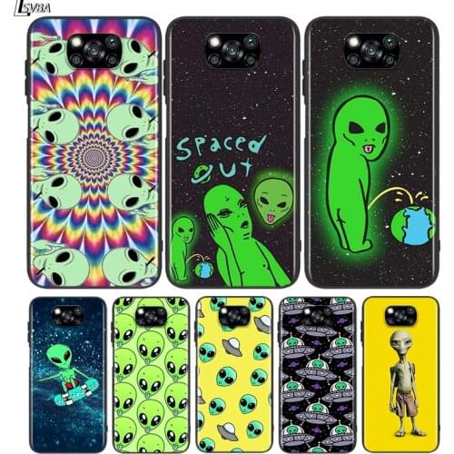 Aesthetics Cute Cartoon alien For Xiaomi Redmi K30 K30S Mi 10T Lite Pro Poco X3 NFC X2 M3 M2 F2 Pro C3 F1 Soft Black Phone Case