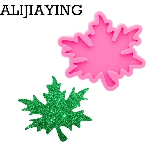 DY0758 Glossy Maple leaf Geode Coaster Agate Resin Mold, food grade liquid silicone , silicon mold for resin jewelry DIY Crafts
