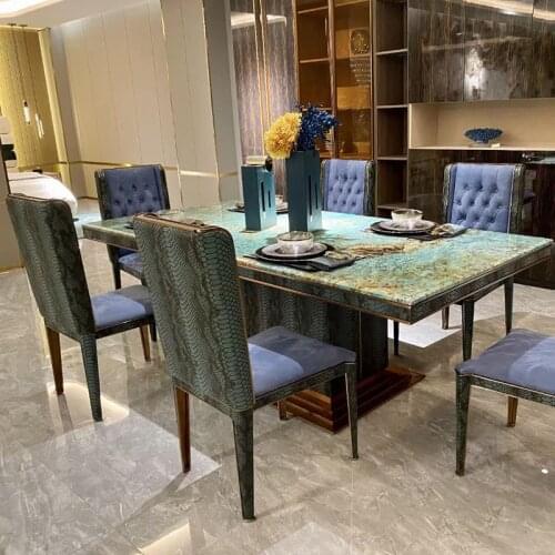 Italian style light luxury high-end natural marble dining table