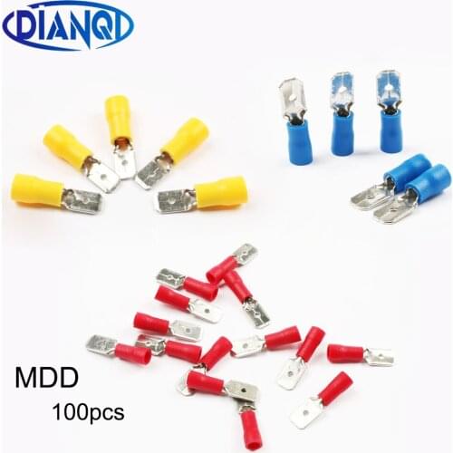 DIANQI MDD1.25-250 MDD2-250 MDD5.5-250 male Insulated Spade Quick Connector Terminals Crimp Terminal AWG22-16 16-14 12-10 MDD