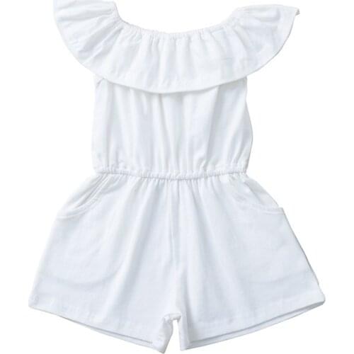1 2 3 4 Years Summer Girls Jumpsuit Sleeveless Infant Baby Rompers Elastic Waist Ruffles Tunic Outfits Children Casual Clothes
