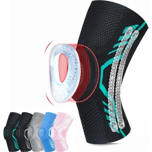 Knee Compression Sleeve Support Protector Elastic Knee Pads for Work Brace Springs Gym Sports Basketball Volleyball Running 1PCS