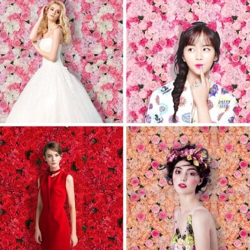 Creativity Flower Wall Silk Rose Flower Home Decoration Champagne Artificial Flowers Plant Wedding Background Wall Decoration