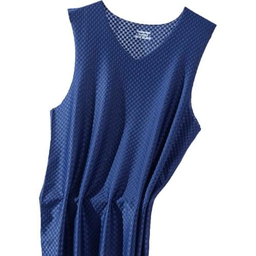 2021Summer Mens Vest Ice Silk Loose Mesh Sports Breathable Quick-drying Corset Top Running Vest Men Clothing Men Gym Tank Top