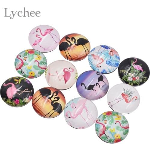 Lychee Life 4pcs Flamingo Fridge Magnet Creative Animal Round Refrigerator Magnetic Sticker Home Kitchen Decoration