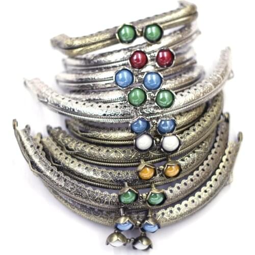 8.5/10.5/12.5cm Metal Coin Purse Bag Kiss Clasps Lock Handle Resin Head Lotus Lace Arch Frame Handbag Wallet DIY Accessories