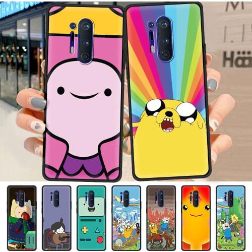 Cute Adventure Time Case For OnePlus 8 Nord 8T Z N10 5G 9R 9 7 Pro N100 ShockProof Soft Black Phone Coque 6 6T 7T Funda