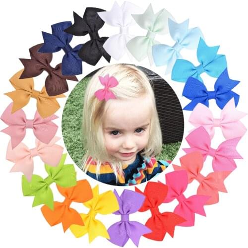 20Colors 1Piece Samll Inch Solid Mini Hair Bows With Clips For Baby Gilrs Toddlers Handmade Cute Headwear Kids Hair Accessories