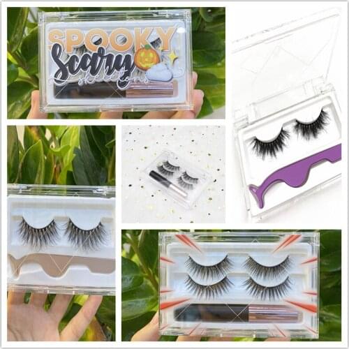 One/two pairs with tweezers and the glue acrylic box wholesale false eyelash box lash boxes custom logo 3d faux mink packaging