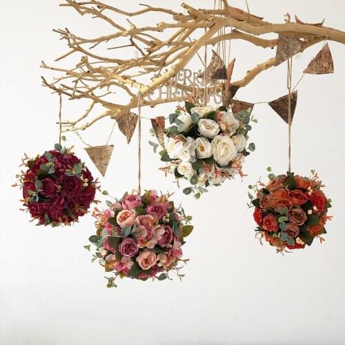 Peony Flower Ball Artificial Silk Hydrangea Indoor 20CM Decorations With Light For Wedding Stage Decoration Home Party Artifical