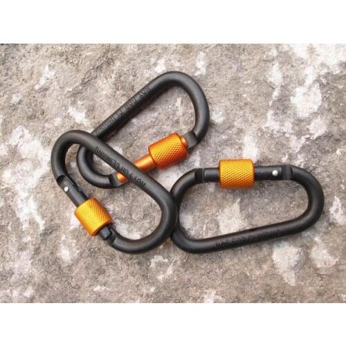 Professional Outdoor Tools Safety Buckle With Lock Aluminium Alloy Climbing Button Carabiner Camping D-shaped Good Quality
