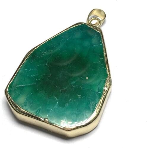 Light Yellow Gold Color Polygon Shape Agates Pendant for Women Party Gift Charm Jewelry