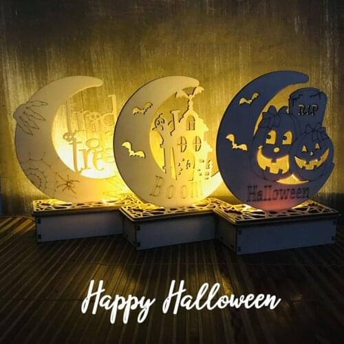 Tronzo Halloween Wooden Decoration Halloween Pumpkin Skull Cat Wood Plaque Hanging Pendant Decoration Halloween Party Supplies