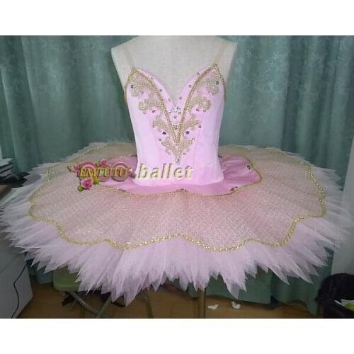 Women professional Tutu Pink Gold Sleeping Beauty Aurora Professional Ballet Costumes Nutcracker Classical Ballet Tutu Skirt