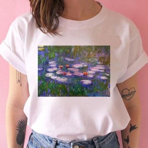 Women Summer Fashion Art Oil Painting T shirt Harajuku Aesthetic Printed Short Sleeve O-Neck Tee shirt Femme
