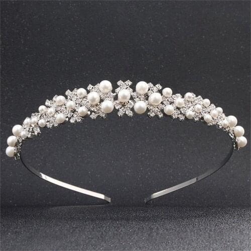 New Fashion Womens Pearl Hair Band Wholesale White Crystal Bride Pearl Hair Band Lovely Sweet Princess Hair Headdress
