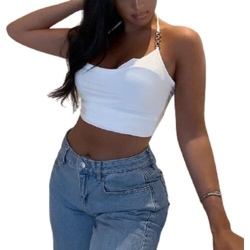 Ladies Sexy Halter Halter Solid Color Camisole Solid Color European And American Fried Street Cool And Fashionable