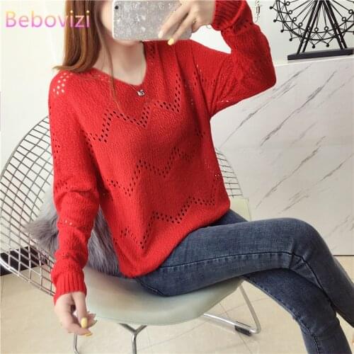 Red White Pink Purple Yellow Fashion Women Knitted Sweaters Long Sleeve V-neck Sweater