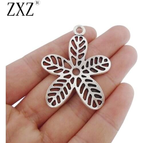ZXZ 5pcs Open Flower Charms Pendants for Jewelry Making Findings 48x38mm