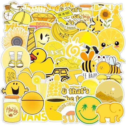 10/30/50PCS New Lemon Yellow Cartoon Animal Fruit Graffiti Sticker Laptop Guitar Helmet Waterproof Decoration Toy Wholesale