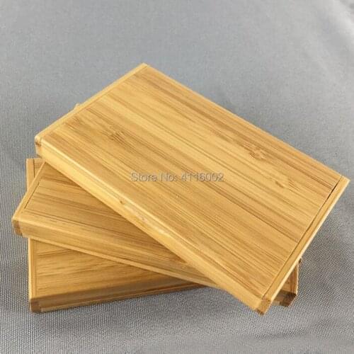 20pcs Natural Bamboo Business Card Storage Box ID Credit Cards Holder Case Organization Desktop Decoration Home Office Supplies