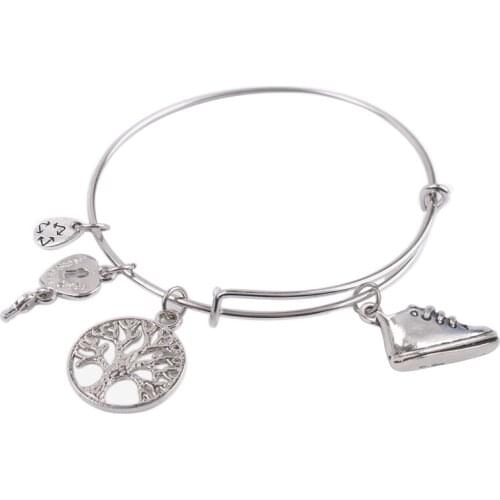 5PCS Fashion Expandable Wire Plimsolls Charm Bracelet #92116