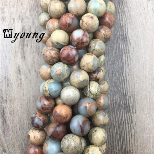 Round Smooth Snakeskin Gem Stone Beads,Sea Sediment Jaspers Drilled Loose Beads For Necklace or Bracelet Making MY0488