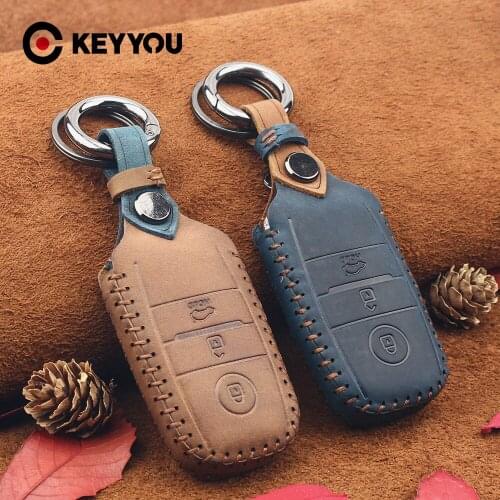 KEYYOU Key Cover For Kia Ceed Rio Sportage R K3 K4 K5 Ceed Sorento Cerato Optima 2015 2016 2017 Leather Car Key Case Protector