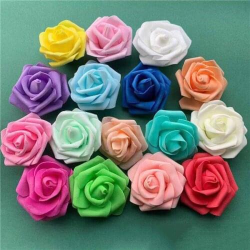 10 Heads 8CM New Colorful Artificial PE Foam Rose Flowers Bride Bouquet Home Wedding Decor Scrapbooking DIY Supplies