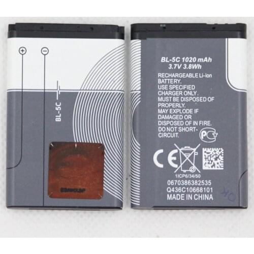 For Nokia 1000 1010 1108 1110 1112 1116 E50 E60 N70 N71 N72 1020mah BL5C BL-5C li-ion Mobile phone internal replacement Battery
