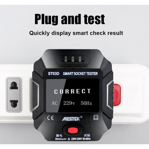 Electric Socket Tester MESTEK ST03D EU US UK AU Plug RCD GFCI test Outlet detector Ground Zero Line Plug Polarity Phase Check