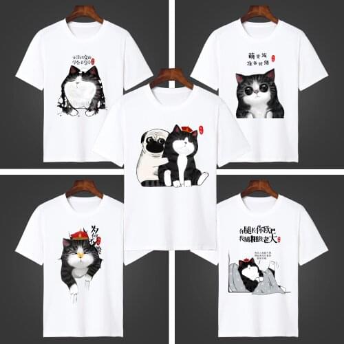 Japanese Anime Cartoon Cat The Emperor Cosplay T Shirt Fashion Cat Printed Summer T-Shirt Short Sleeves Top Tee Cosplay Costume