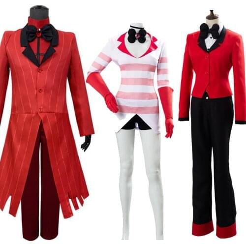 Hazbin Cosplay Hotel ALASTOR CHARLIE Dust Angel Uniform Cosplay Costume Adult Men Halloween Carnival Christmas Costumes Red Suit