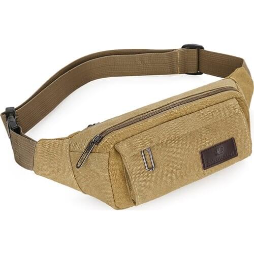 Mens Canvas Waist Pack Multifunctional Sport Casual Crossbody Bag Large Capacity Cashier Chest Bags Shopping Phone Handbag