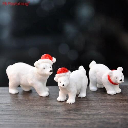 Playful bag 3pcs/set Polar bear family Cute Polar bear figure PVC model ornaments Creative Micro landscape decoration HF76