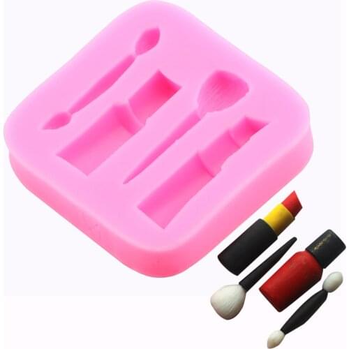 Baking Tools DIY Clay Makeup Brush Silicone Mold lipstick Perfume Chocolate Fondant Mold Cake Decoration Soft Clay Mold