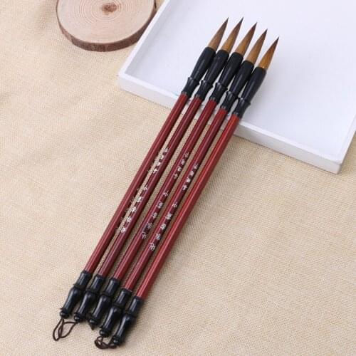 W3JD 1PC Chinese Calligraphy Brushes Pen Wolf Hair Writing Brush Wooden Handle