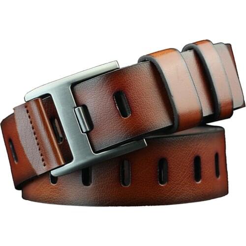 Cow leather mens premium belt mens belt new fashion classic retro pin buckle belt mens belt men