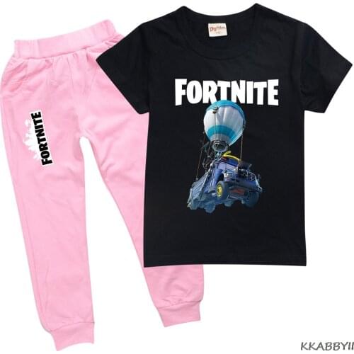 Anime Game Costume T-shirt Set for Boys Girls Summer Kids Fortnites Clothes Shirts Tracksuit outfit