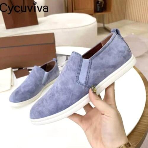 Kid Suede Slip On Loafers Women Shoes Elastic Patchwork Round Toe Flat Shoes For Women Casual Neutral Flats Female Shoes Zapatos
