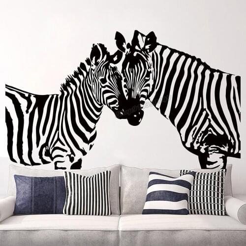 African Zebra Wall Decals Nursery Safari Jungle Animals Decal Zebra Heads Wall Stickers Kids Room Girl Boy Above Bed Decor B176