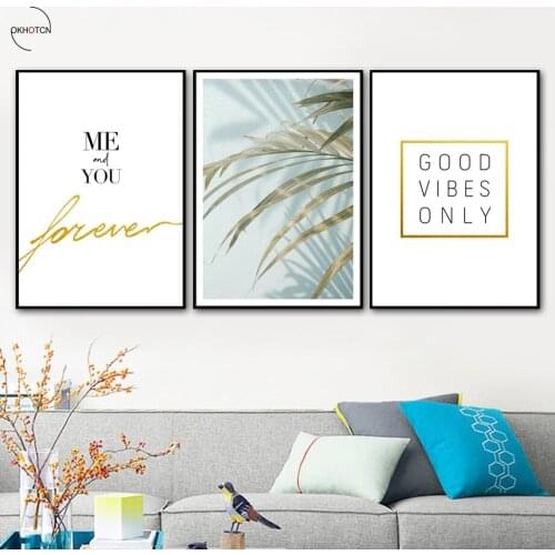 Unframed Nordic Landscape Canvas Picture Leaf Flower Word Minimalist Painting Bedroom Decoration Wall Poster