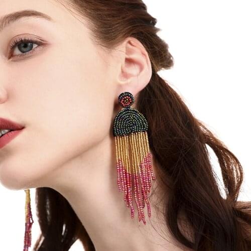 Original National Style Earrings Handmade colorfu MIYUKI Beads Drop Earring Bohemian Tassel Pendent For Fashion Women Girls Hot