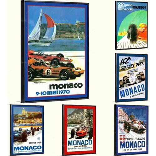 F1 Monaco Grand Prix 1965 retro F1 racing giclee canvas poster racing car decoration wall art poster racing car workshop people