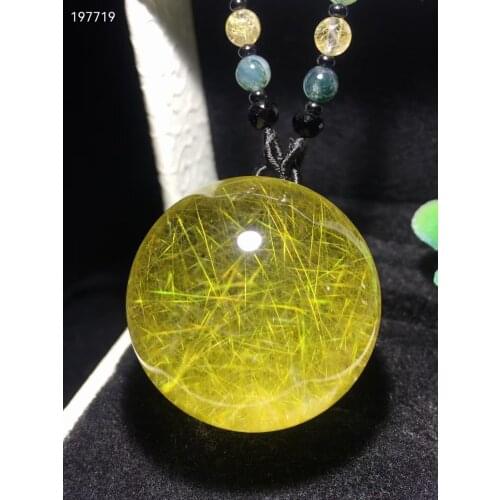 30mm Genuine Natural Gold Rutilated Quartz Pendant Round Ball Sphere Crystal Brazil Waelthy Women Men Jewelry AAAAAA