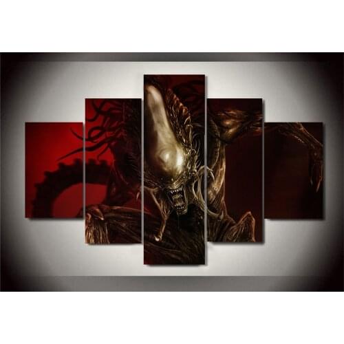 Movie Alien Xenomorph Poster Canvas Art Print,5Pcs,No Frame